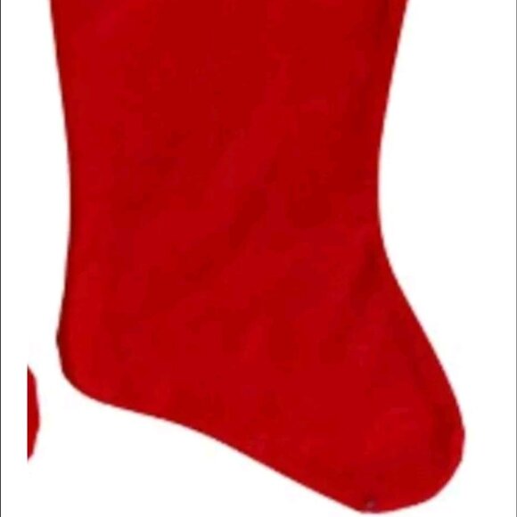 Set of 4 ~ 19" Long Christmas Stocking Red Felt with Green Felt Trim - Picture 4 of 4